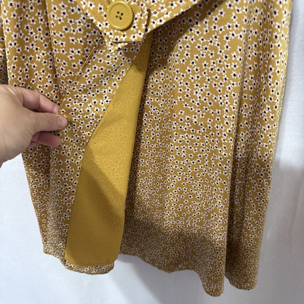 Equipment Femme Long Sleeve Yellow Floral Belted Fanetta Chic Wrap Dress Size 2 - Picture 11 of 14